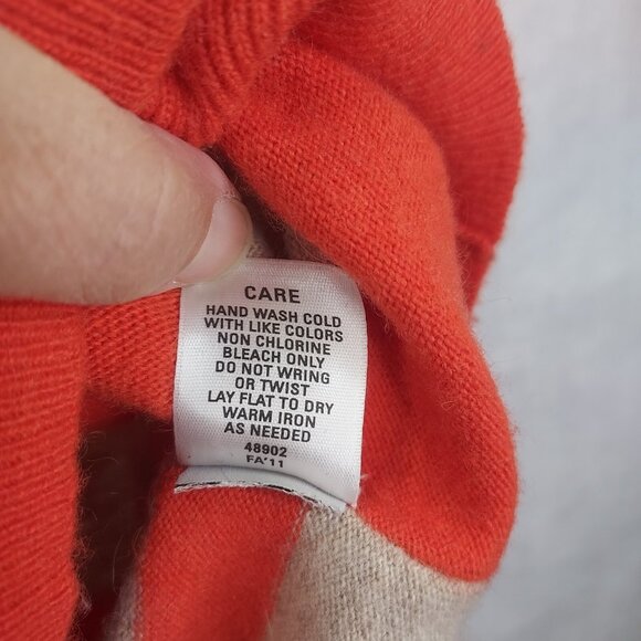 Wallace J Crew Sweater Women S Ex-Boyfriend Striped V-Neck Wool Cashmere Rabbit - Picture 9 of 12